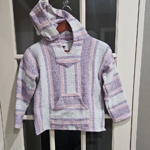 Kids Baja blanket Striped Hoodie - Purple and White